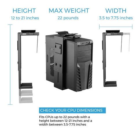 HumanCentric Adjustable Under Desk Computer Mount & Wall Mount, CPU Holder