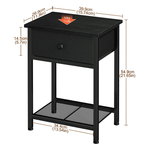 AMHANCIBLE Bedside Tables Set of 2, Side Tables with Fabric Drawers