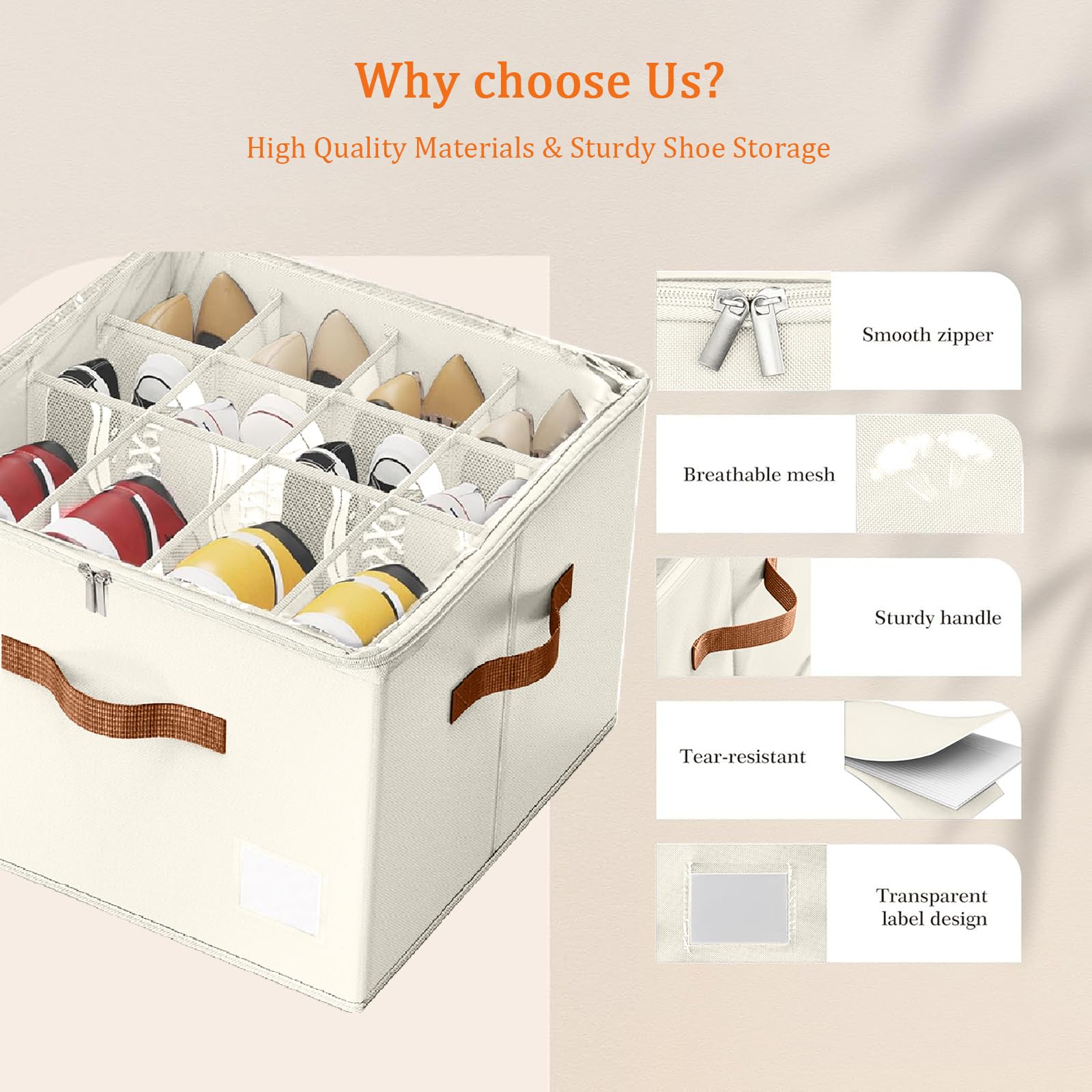 SYEXDZON Shoe Organiser, Foldable Shoe Storage Box for Closet