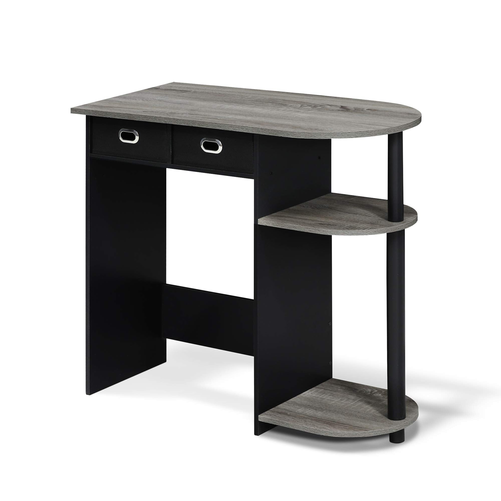 Furinno GO GREEN Desk, 80 cm Wide Gaming Desk with 2 Side Shelves and Storage Bins, Computer Desk, Office Desk for Home Office, Study Room, Dorm