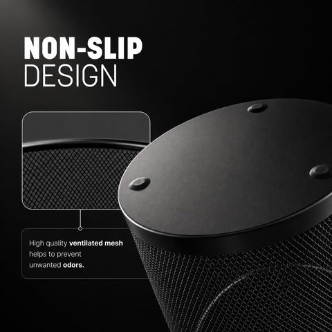KEPLIN Round Trash Can Bin - 1 Pack Charcoal Black Non-slip Mesh Bins | Waste Paper Bin | Sturdy Metal Bin Indoor Waste Bin for Home, Bedroom, Office