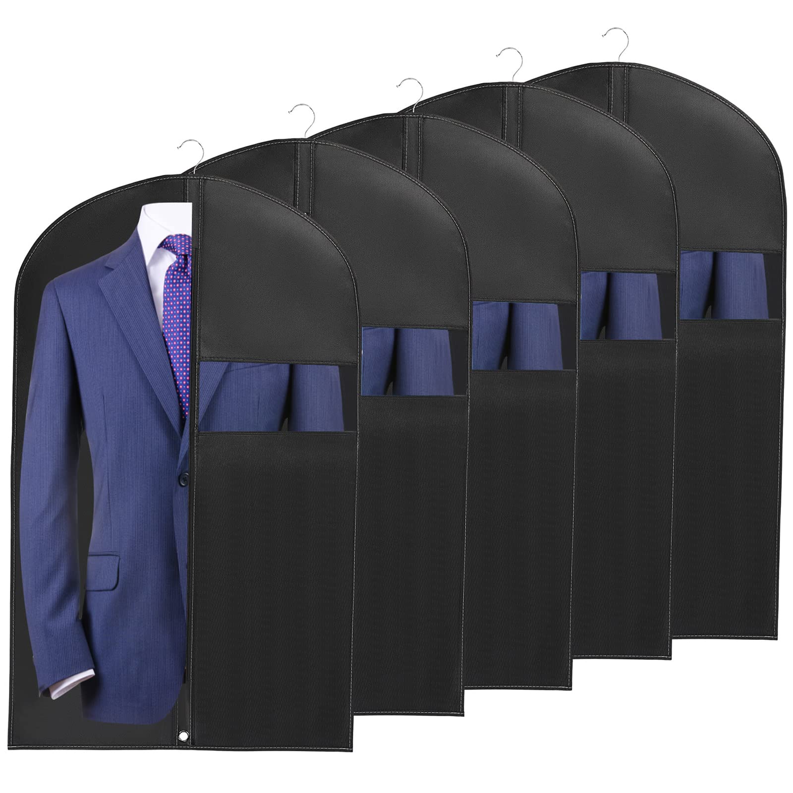 WAORZMK Suit Cover Bags for Men, 5 PCS 24x40in Dustproof Garment Bags