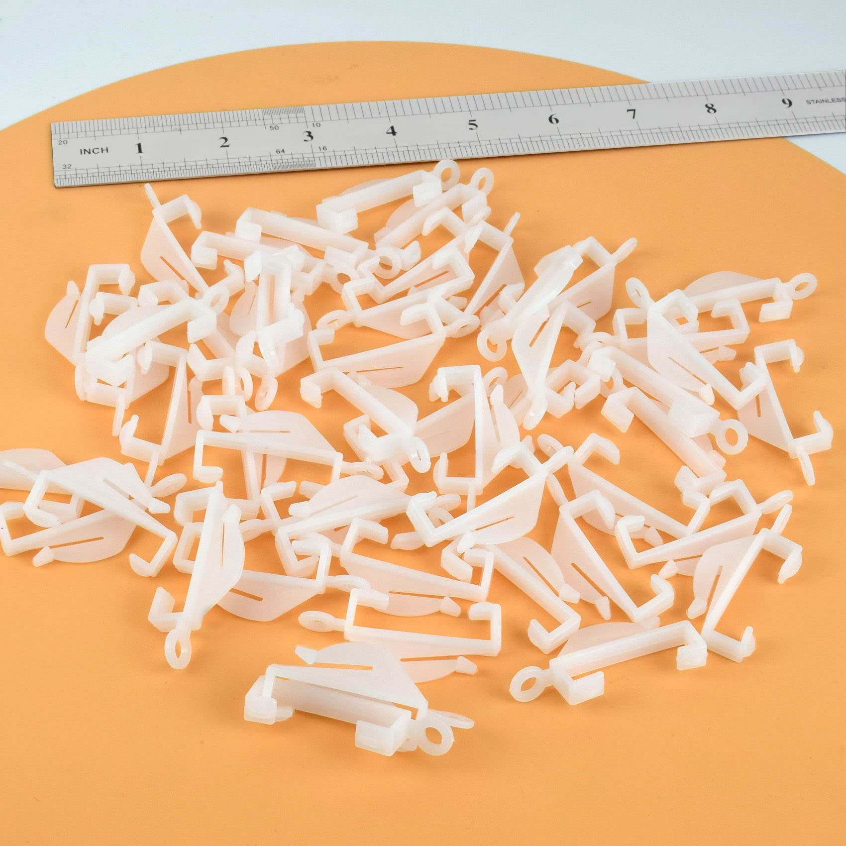25 Pcs Curtain Hooks, White Plastic Curtain Track Hooks, Rail Gliders Sliding Hook for Shower Curtains, Track Window, Door (White 25Pcs)