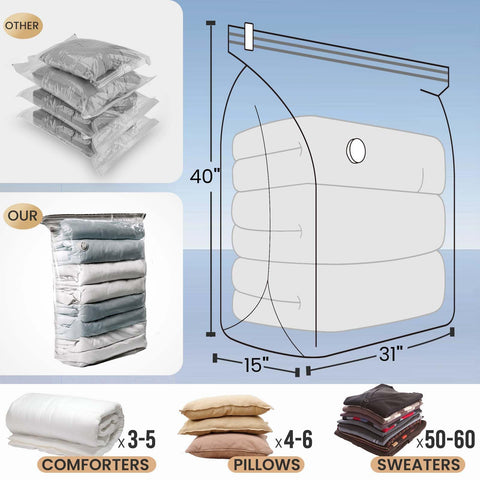 TAILI Extra Large Vacuum Storage Bags Cube, 6 Jumbo(80x100x38 CM), Clear