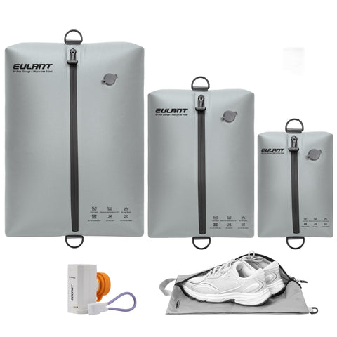 EULANT TPU Travel Vacuum Bags with Pump,Reusable Travel Pack Vacuum Kit With IPX8 Zip
