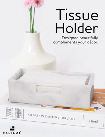 Radicaln Marble Tissue Holder Box 10" Inches White Handmade Luxury Paper Tissue for Bathroom, Coffee Table, Vanity & Office Desk Accessories