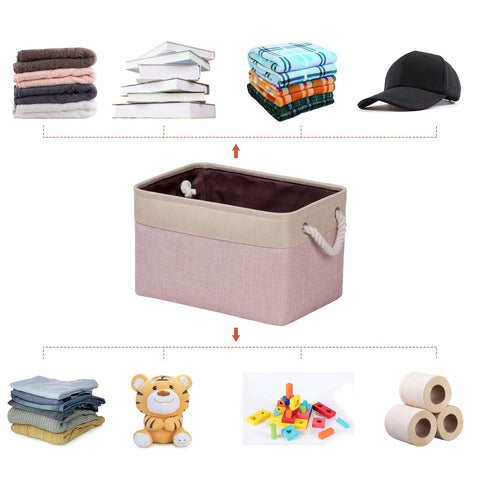 Univivi Foldable Storage Basket 15in Rectangle Storage Bins Pink, Set of 4