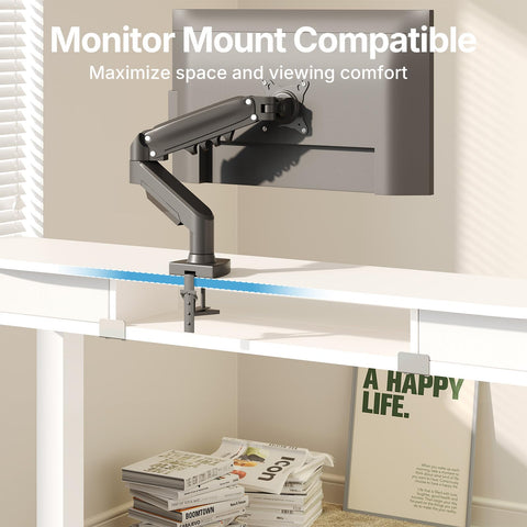 HUANUO Standing Desk with Drawers, 100x60cm, White