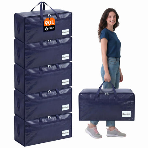 Lifewit 6 Pack Large Moving Bags with Lids and Sturdy Handles, Dark Blue