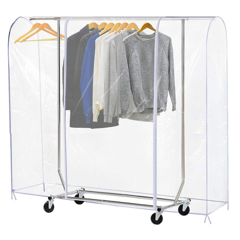 Ruibo Clear Clothes Rail Cover with 2 Durable Zippers Waterproof Dustproof Clothes Rail Cover Medium 150 x 50 x 152 cm