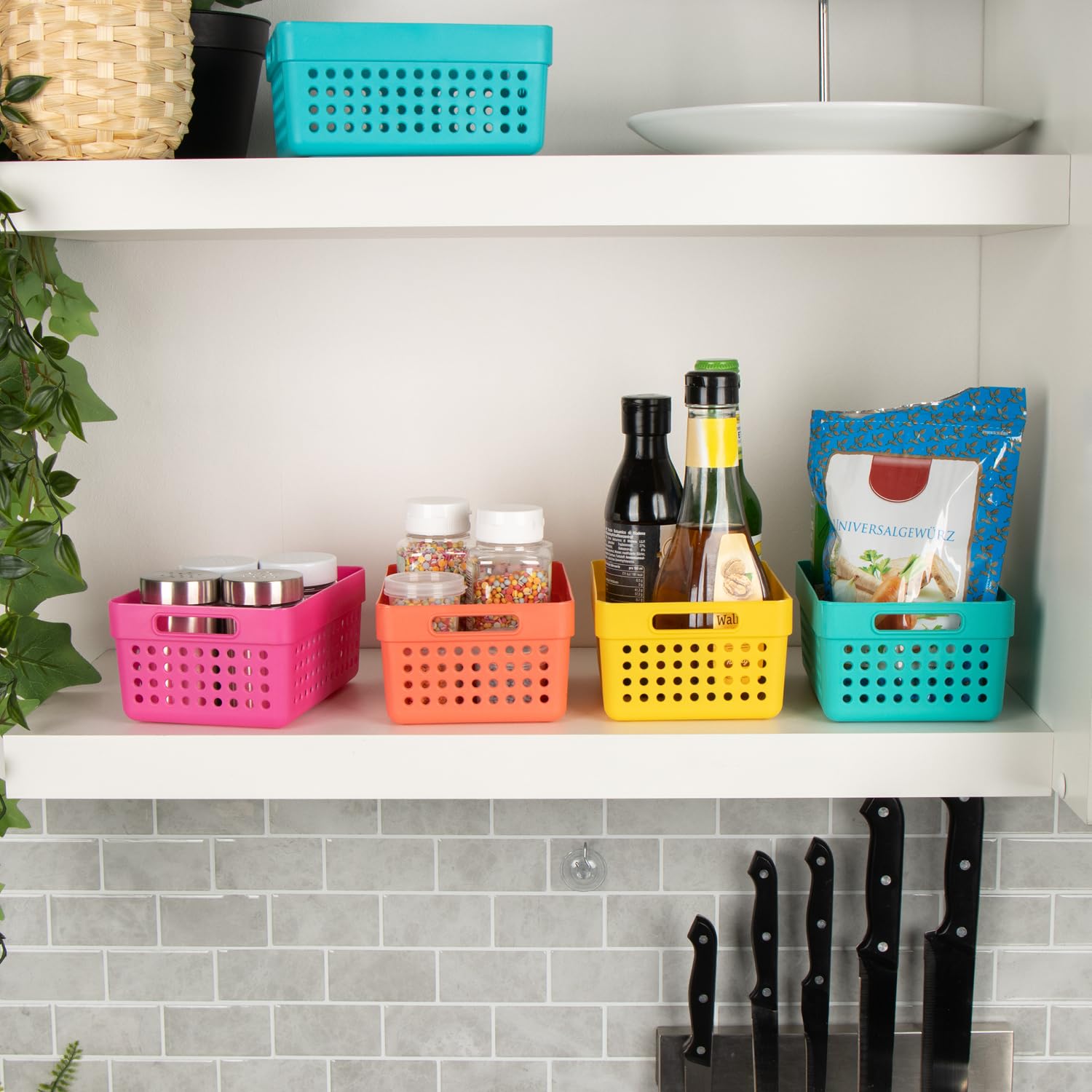 com-four® 10x storage baskets, decorative baskets with side handles