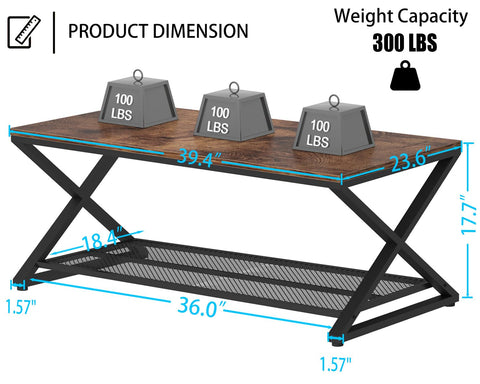 LVB Coffee Table for Living Room Coffee Tables Storage 100cm Rustic Brown