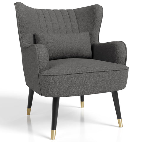 Vesgantti Teddy Accent Chair with Lumbar Pillow, Wing Back Large Armchair