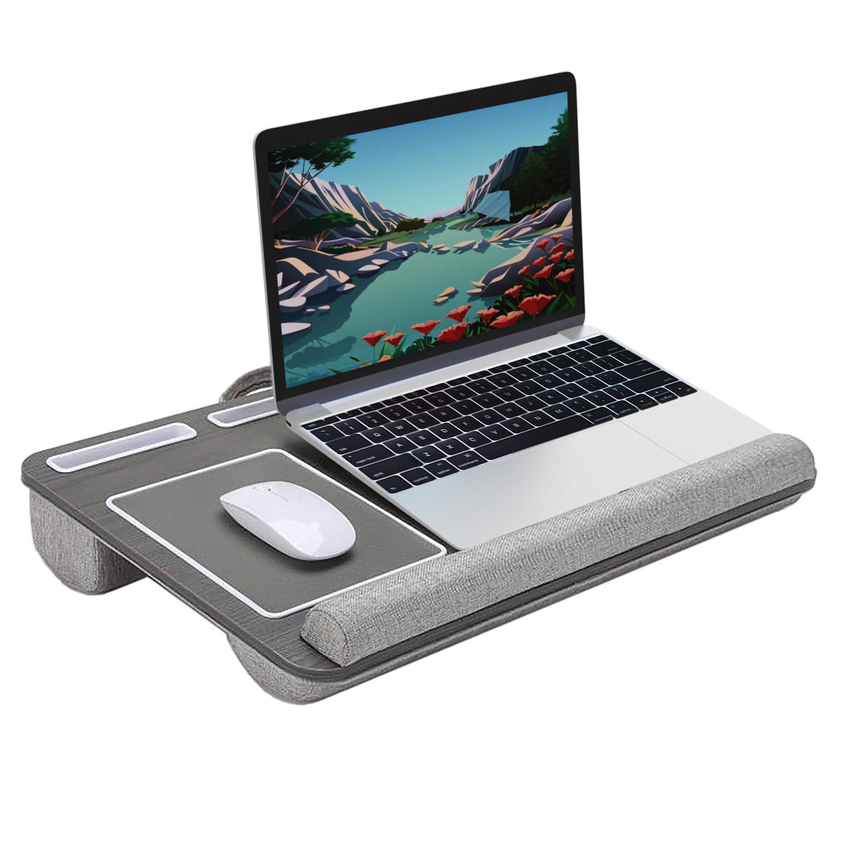Desire2 Wooden Left Handed Computer Lap Desk with Cushions | Ergonomic Lap Desk Table for Your Home Office
