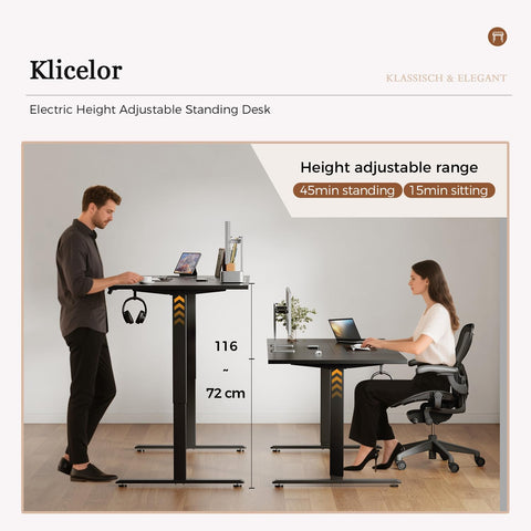 Klicelor Height Adjustable Electric Desk, 2 Memory Buttons, 120x80cm