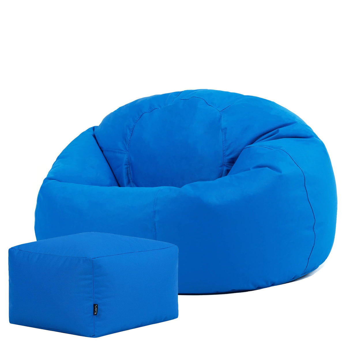 Bean Bag Bazaar Kingston Outdoor Bean Bag & Footstool with Filling, Blue