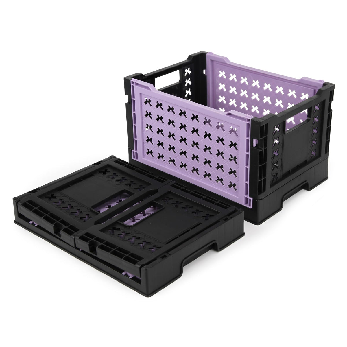 Spesh 2 Pcs Collapsible Crates Storage Boxes Plastic Foldable Crates Stackable Folding Storage Baskets for Home Kitchen Office
