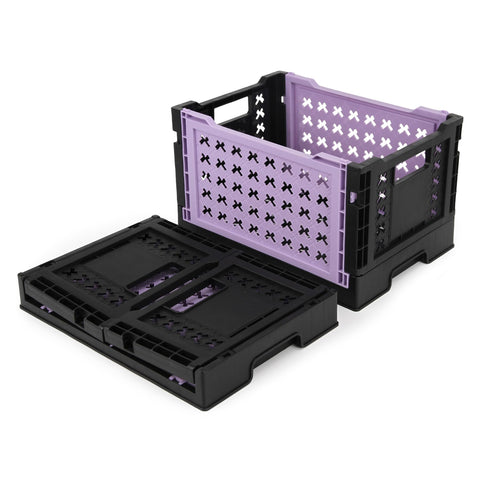 Spesh 2 Pcs Collapsible Crates Storage Boxes Plastic Foldable Crates Stackable Folding Storage Baskets for Home Kitchen Office