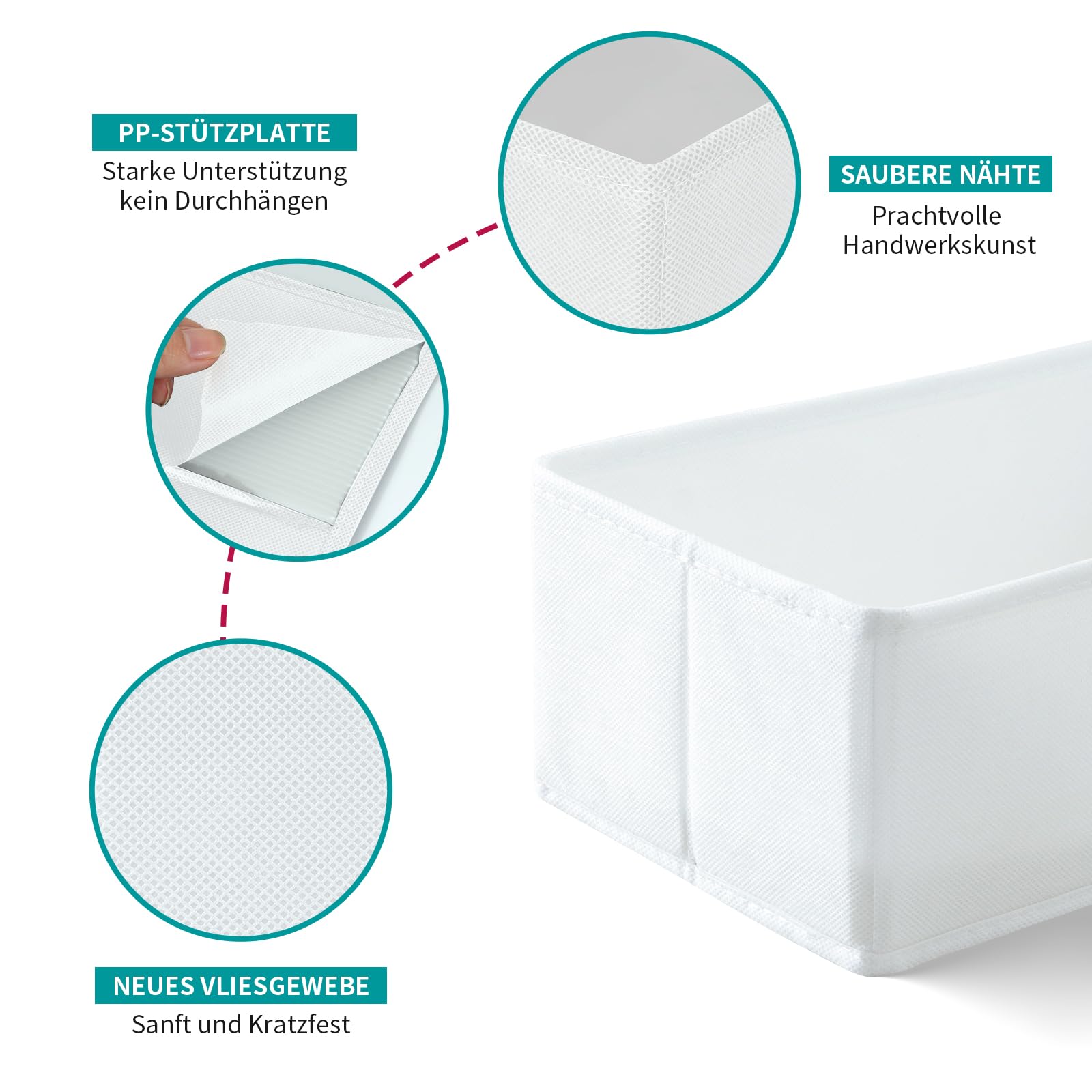 ORLISA Drawer Organiser Clothes for Wardrobe 100 x 58 cm - Perfect Fit with Sturdy Base, Foldable, Washable & Robust, Set of 8, White