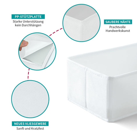 ORLISA Drawer Organiser Clothes for Wardrobe 100 x 58 cm - Perfect Fit with Sturdy Base, Foldable, Washable & Robust, Set of 8, White