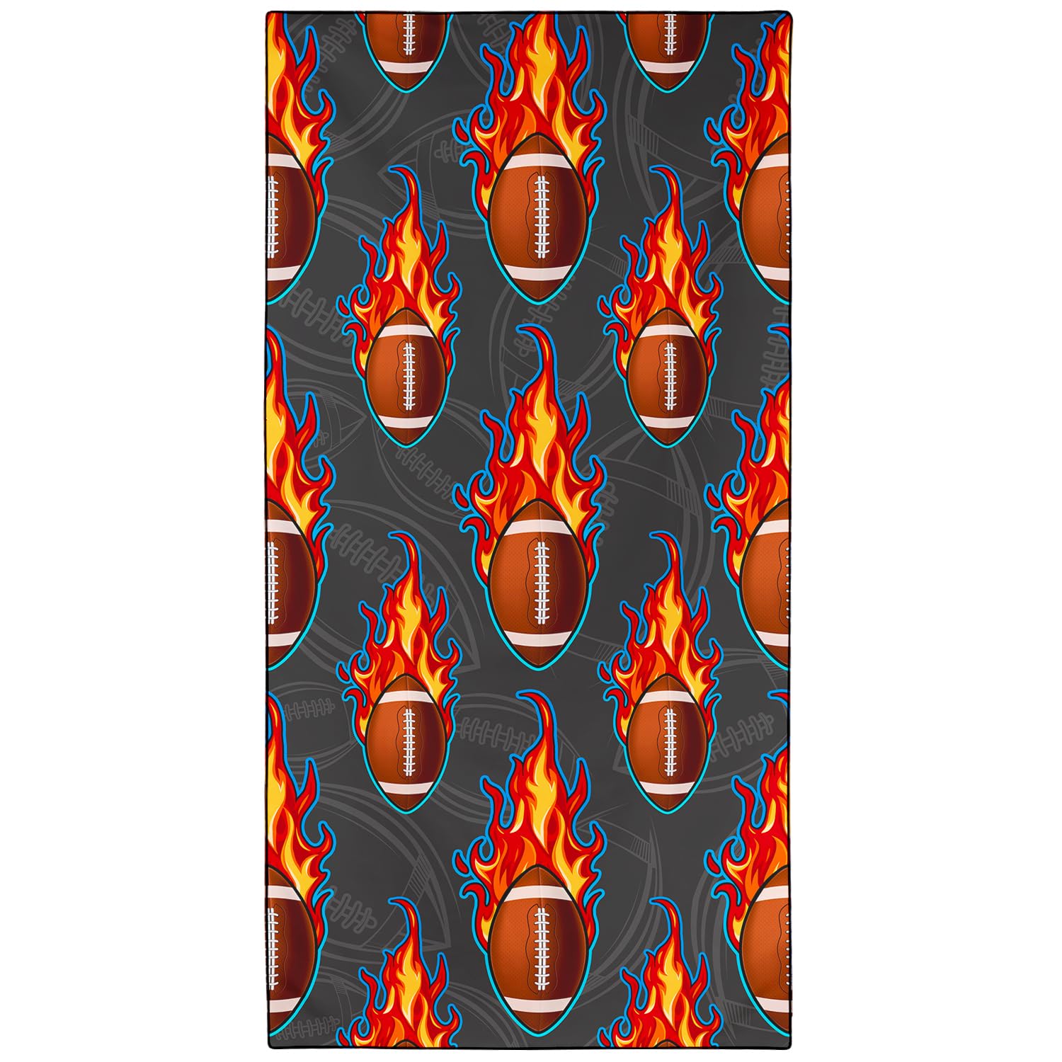 Violetpos Flaming American Football Beach Towel, Extra Large 180x90 cm 250GSM Microfibre, Sand Free Quick Dry