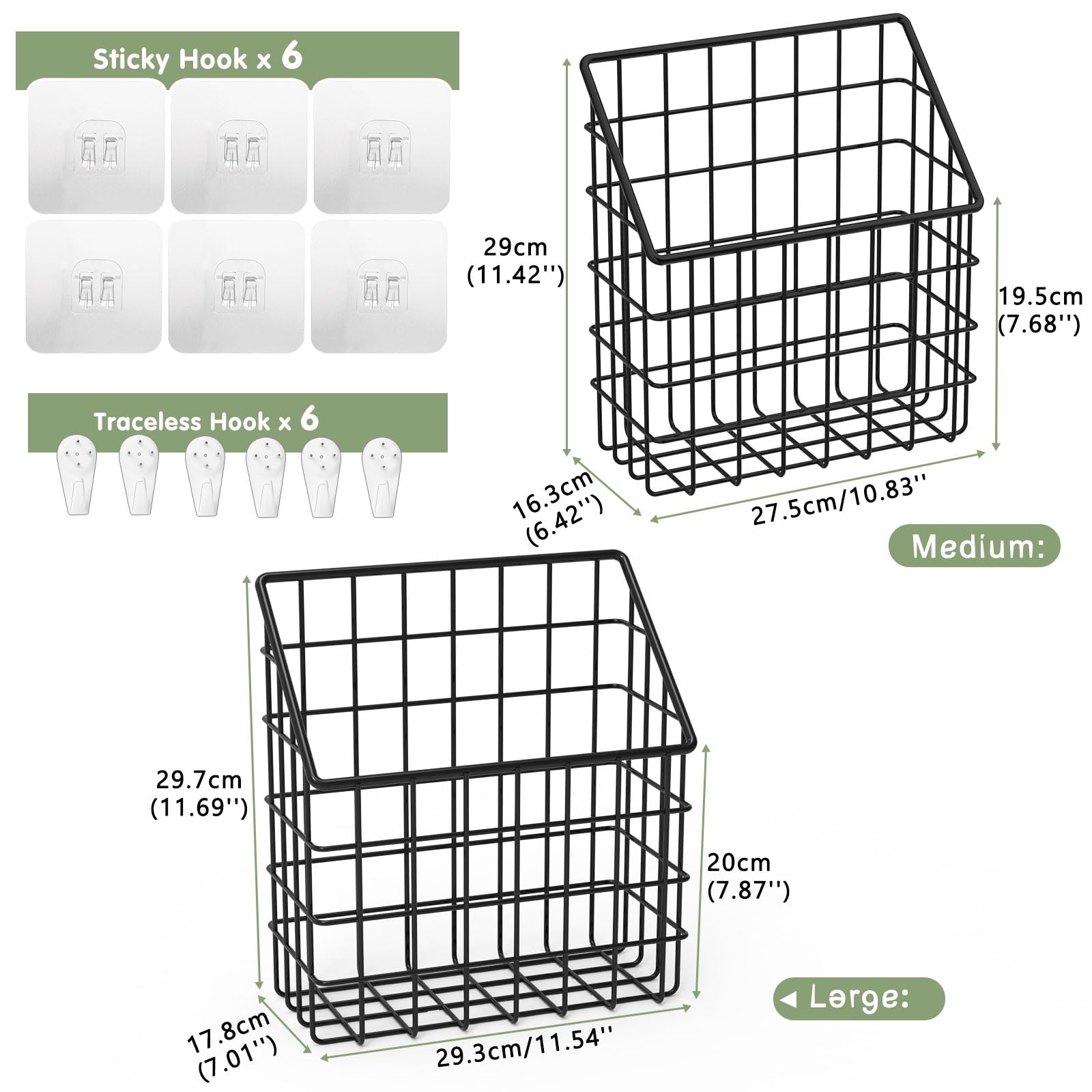 2 Pack Bath Toy Storage Organizer Basket, Large Metal Bathtub Shower Organizer, Wall Mounted Hanging Shower Basket