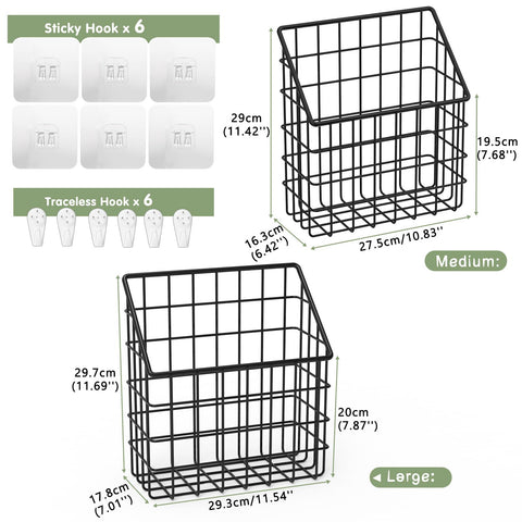 2 Pack Bath Toy Storage Organizer Basket, Large Metal Bathtub Shower Organizer, Wall Mounted Hanging Shower Basket