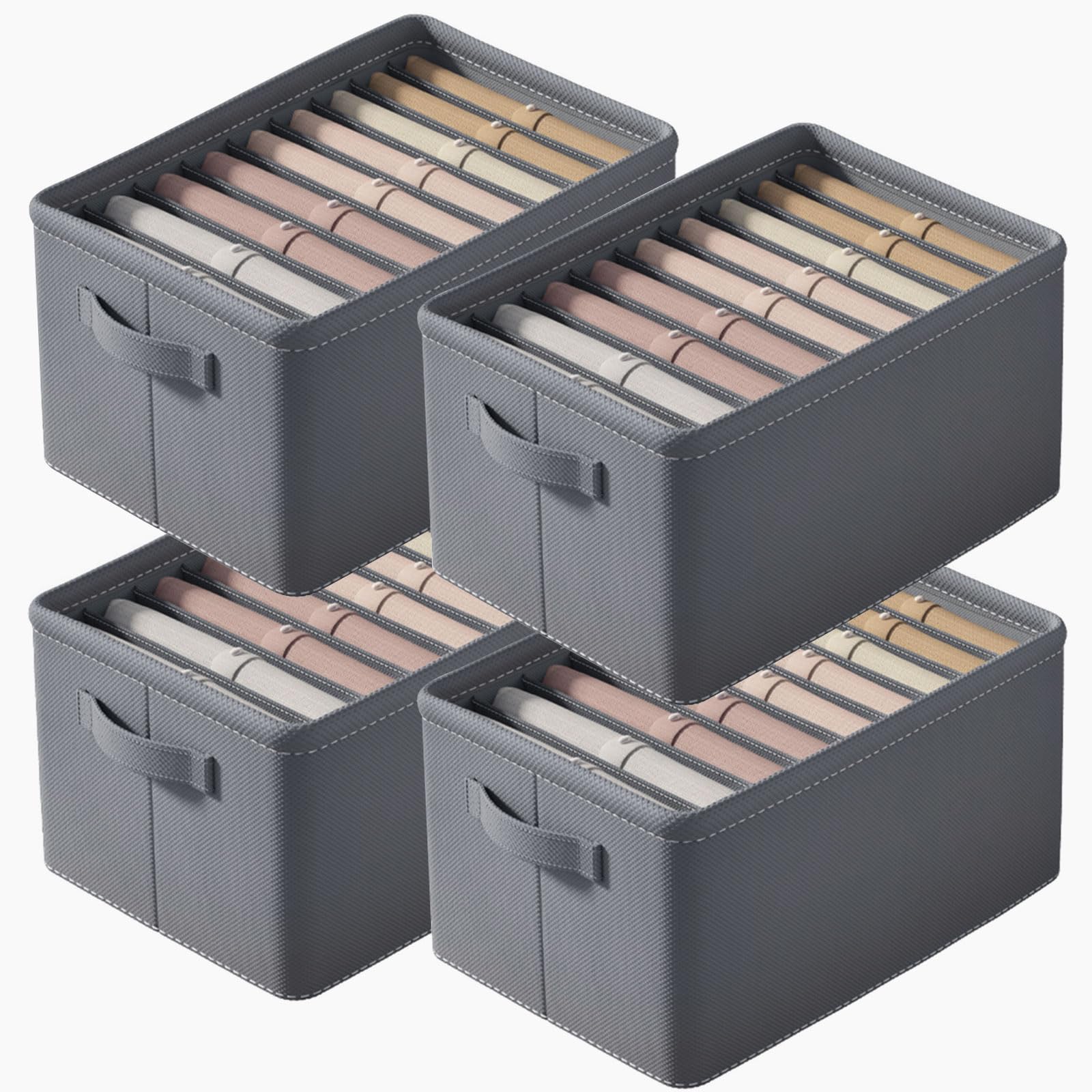 YOUNTHYE 4PCS Wardrobe Storage Organiser, 9 Grids Clothes Storage Organiser Drawers
