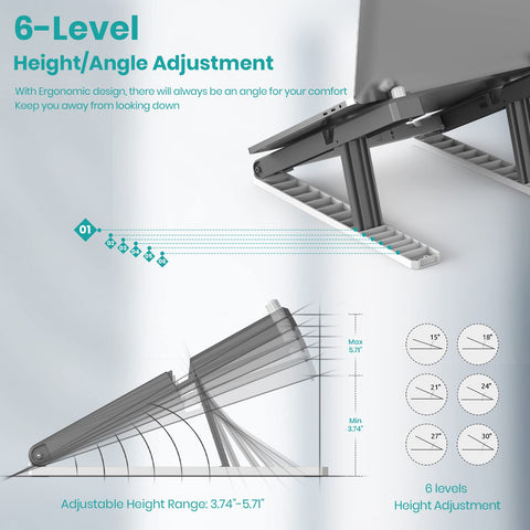 Klearlook Portable 2 in 1 Laptop Stand with Phone Stand - Adjustable Laptop Stand and Phone Stand for Desk,Ventilated Foldable Laptop Holder