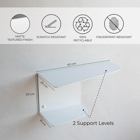 MILUKA Narrow Bedside Table Set of 2 | Minimalist White Nightstands 40 X 20 cm | Two-Shelf Modern Design