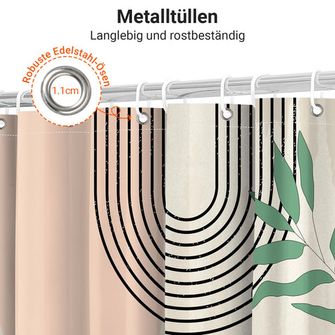 Lerores Boho Style Shower Curtain, 180 x 180 cm, Weighted Hem, Anti-Mould, Water-Repellent
