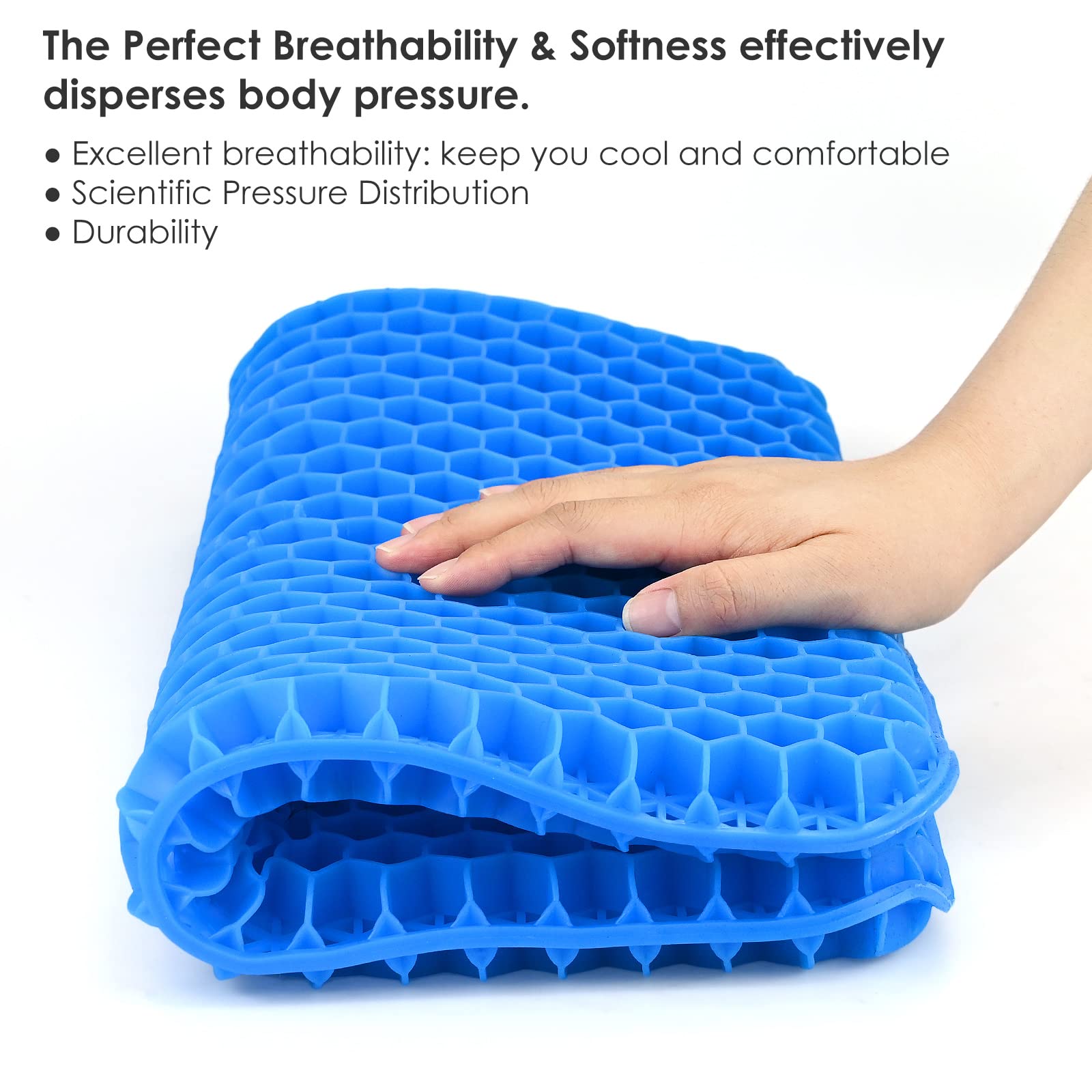 Gel Seat Cushion - Soft Sitter Honeycomb Cushions Double Thick Gel Cushion with Cloth Cover, Cooling & Ergonomic Support Pressure Cushion