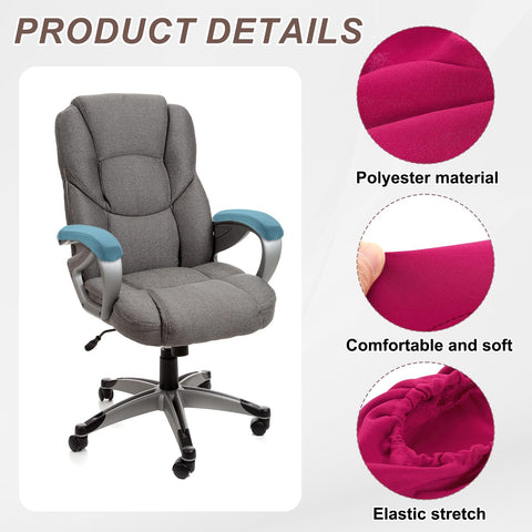 sourcing map Chair Armrest Slipcovers Covers, 22 x 7cm Polyester Removable Seat Hand Rest Protector for Office Chairs Desk Chair(Rose Red)