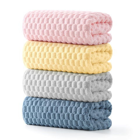 REDKISS 4 Pack Multicolor Microfibre Bath Towels - 140x70cm Large Waffle Towel Set for Bathroom, Ultra Soft Microfiber Towel Sets