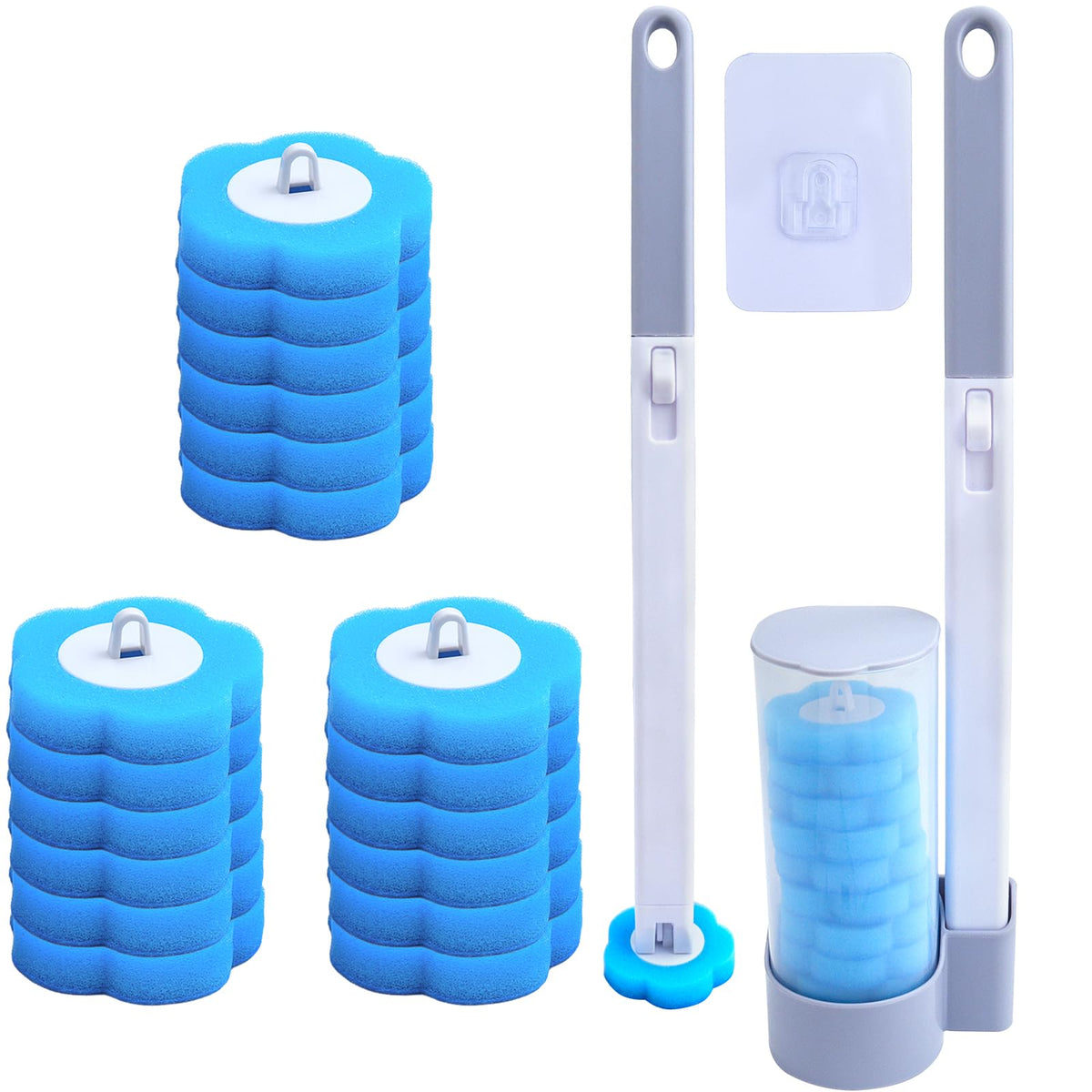 YGNNBC Disposable Toilet Brush, Bowl Toilet Brush with Wall Mounted Holder with 18 Cleaner Refills Limescale Remover Cleaning for Hygienic Bathroom