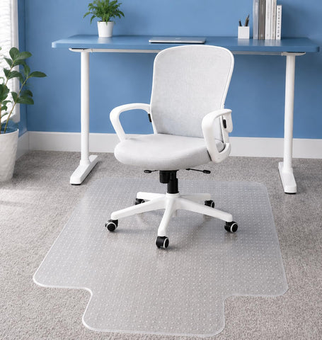 Thickened Office Chair Mat for Carpet, 120×90cm with Lip, 3mm Thick Clear Heavy Duty Floor Protector with Anti-Slip Particles for Office & Home