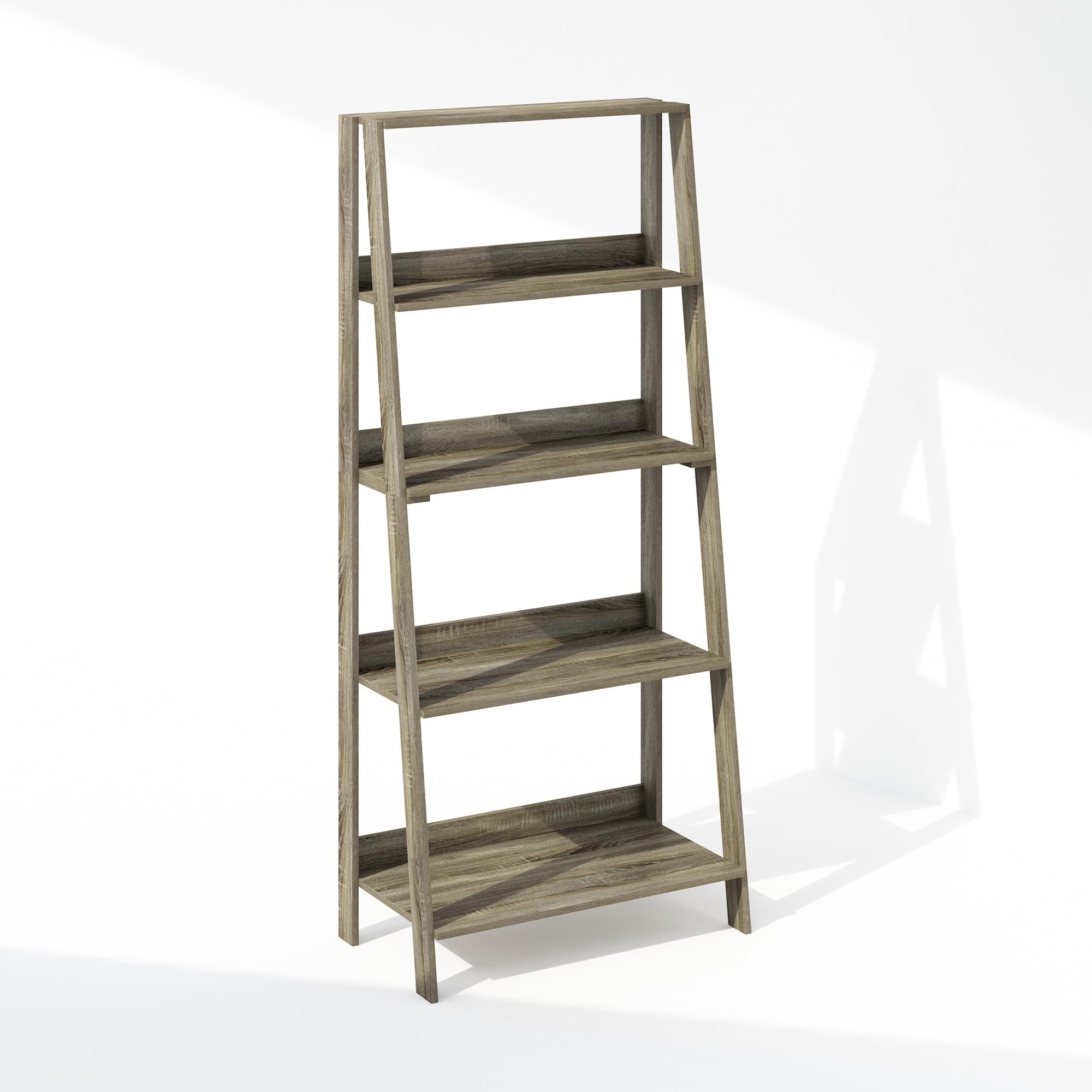 Furinno LADDER Display Shelf, 5-Tier Ladder Shelf, Ladder Bookshelf, Display Storage Shelves, 33 x 59.9 x 135.9 cm, for Living Room, Home Office