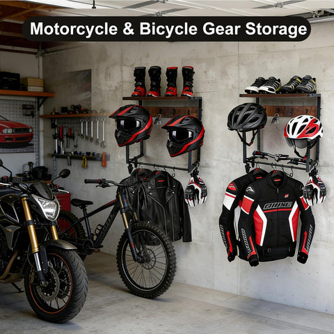 GHWMYD Motorcycle Helmet Holder Wall Mount for Moto Gear Storage Display