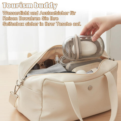 Culinavog 2Pcs Travel Soap Case, Soap Dish with Lid Portable Waterproof and Leakproof, Travel Containers with Drainage Layer Including Handle
