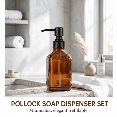Pollock Pump Dispenser Stainless Steel, Replacement for Standard Neck Size - 26-28 mm Thread Fits Most Hand Soap Dispenser (Black)