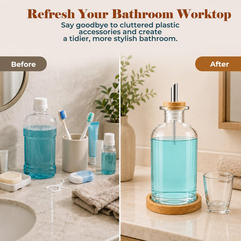Glass Mouthwash Dispenser for Bathroom 11.8oz/350ml