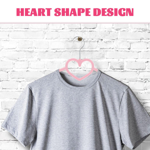 IMIKEYA 10 Pack Children Coat Hangers Non Slip Pink Cloth Hangers for Baby Toddler Kids Heart Pattern Plastic for Shirt Trousers Tie Space-Saving