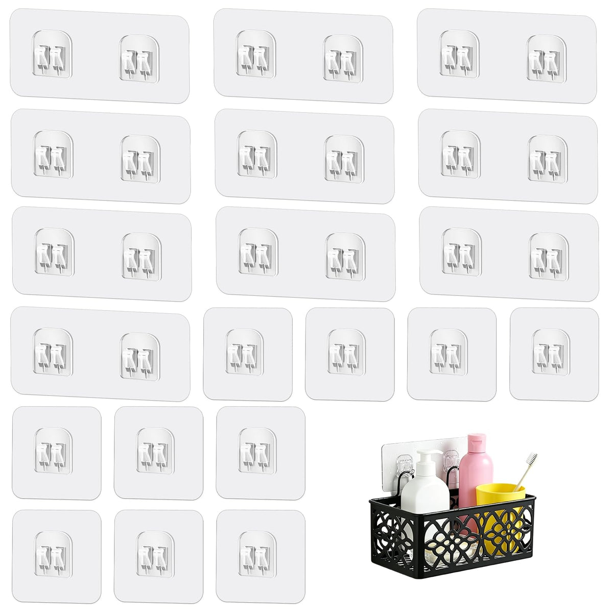 20 PCS Shower Caddy Adhesive Replacement, Adhesive Shower Caddy Hooks
