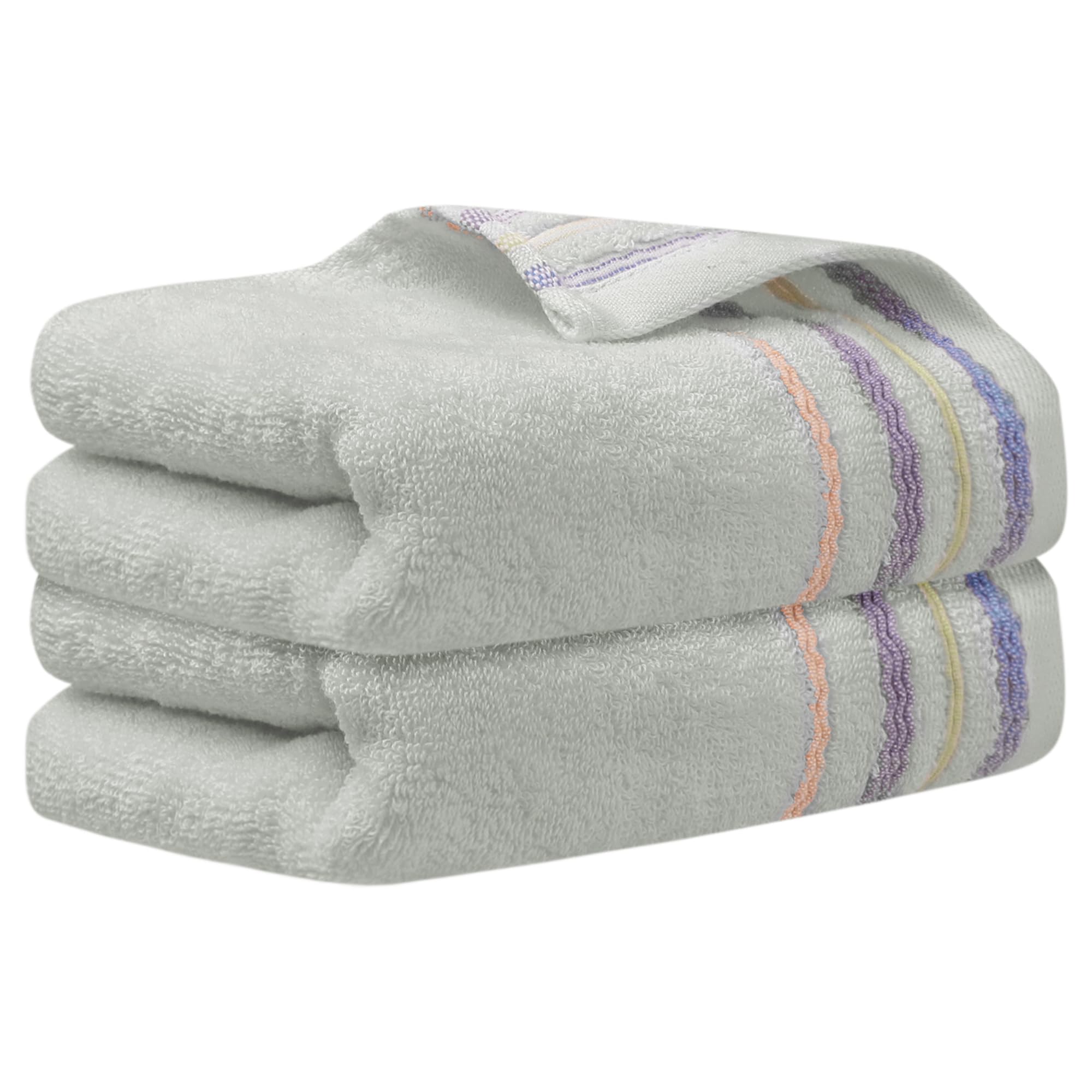 HMETOL Colorful Striped Pattern 2 Pack Hand Towels for Bathroom Travel