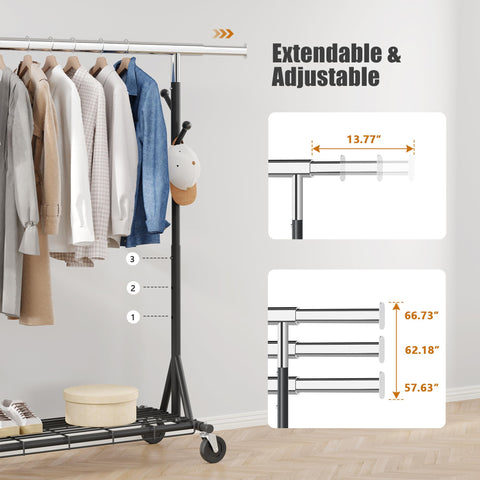 Gewudraw Clothes Rack Heavy Duty 240 KG Capacity, Portable, Foldable, Black