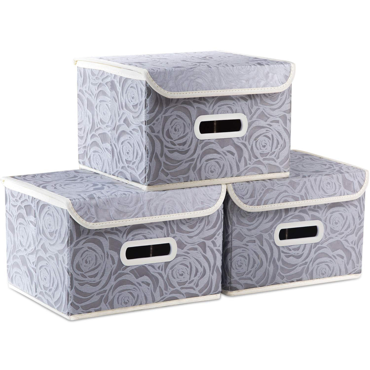 Prandom Storage Boxes with Lids Small.Rose Pattern Fabric Decorative Storage Box, Really Useful Box,Clothing Storage,Cubes