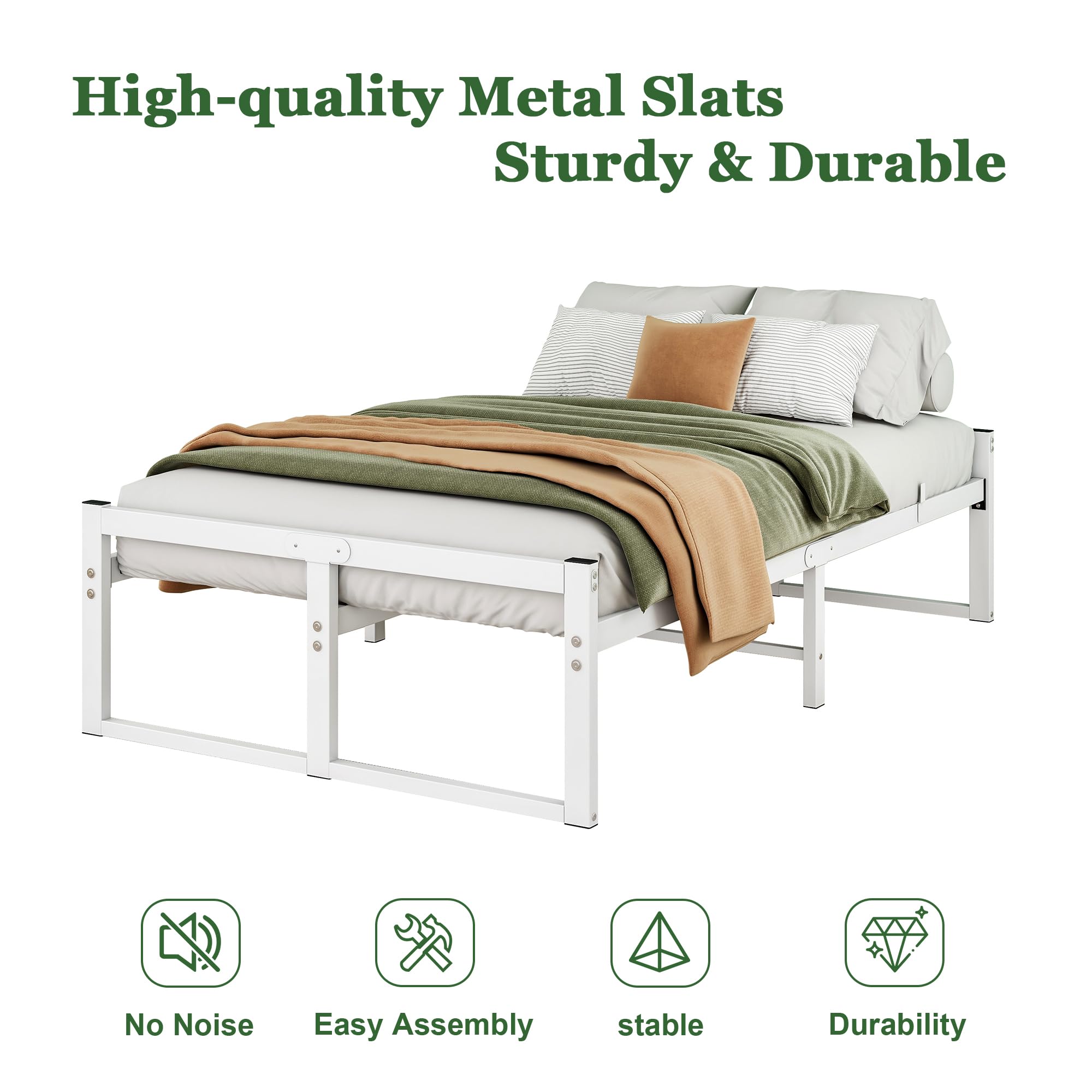 VECOCHO Bed 120 x 200 cm, Double Bed Frame with Metal Slatted Base, 32 cm High Storage Space, Black