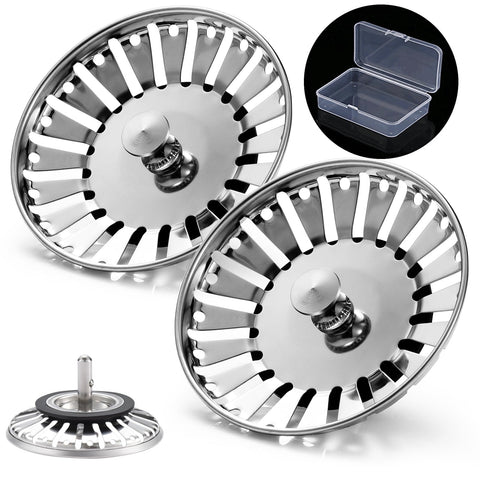 Upgraded Kitchen Sink Plug Strainer Stainless Steel Strainers Sink Plugs Replacement Drain Stopper for Food/Hair Catcher