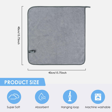 VIVOTE Hand Towels with Hanging Loop Microfiber Kitchen Hand Towels Grey
