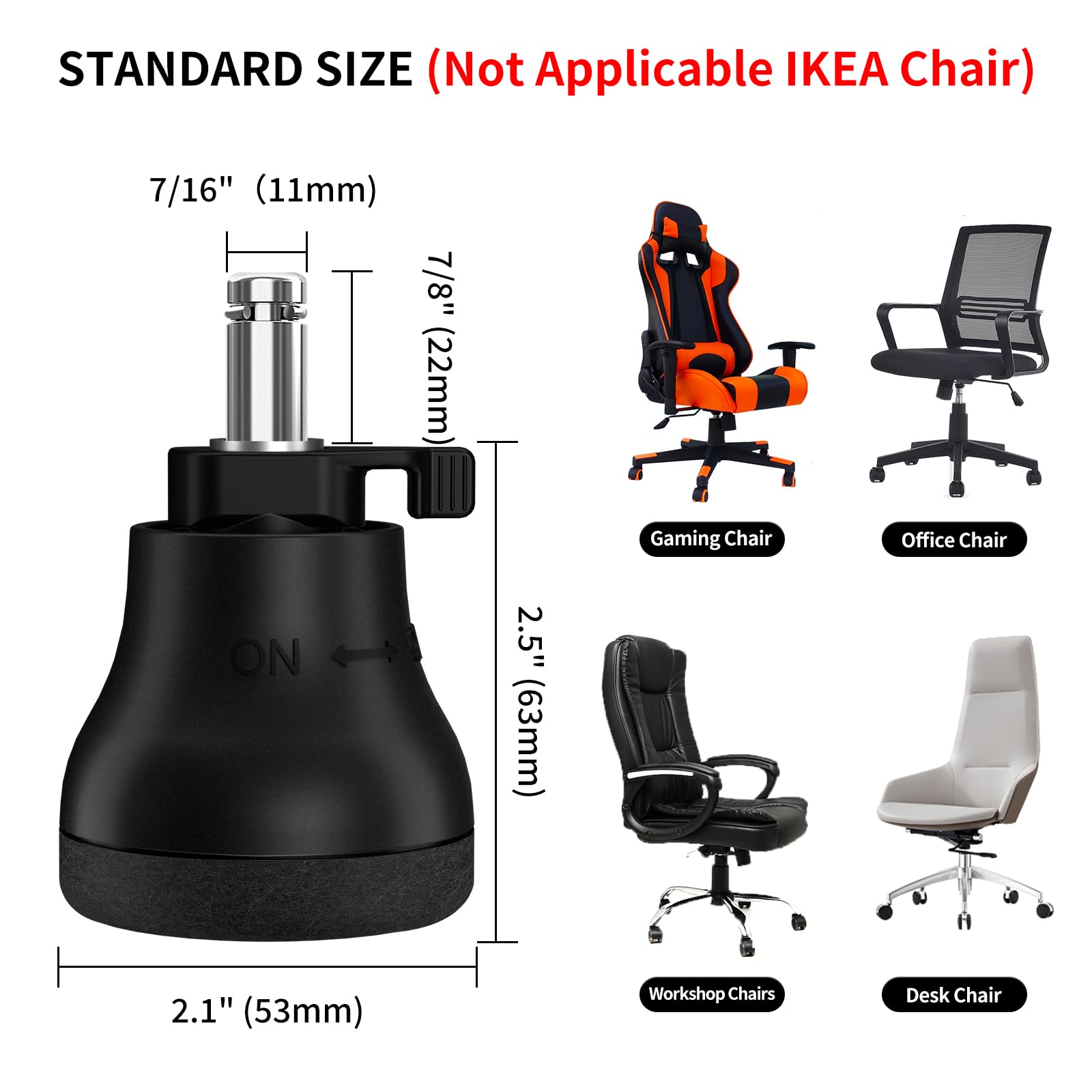 Bell Glides Replacement Office Chair, Fixed Stationary Castors